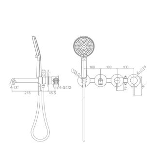 Смеситель для ванны встраиваемый Raglo R20.32.03 золотой сатин